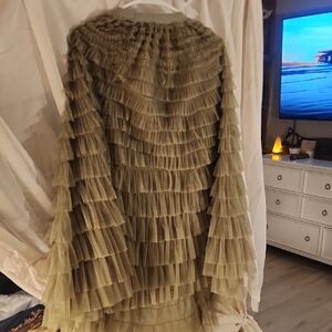 Chic Layered Maxi Skirt in Olive